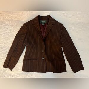 Ralph Lauren Chocolate Pinstripe Blazer Wool Size 4p 100% wool